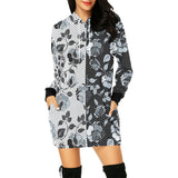 selenium gray print 1 All Over Print Hoodie Mini Dress (Model H27) - Objet D'Art