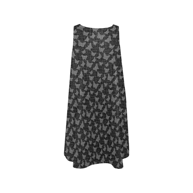 bttrfly bubbles print Sleeveless A-Line Pocket Dress (Model D57) - Objet D'Art