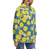 Floral Sunrise Long Sleeve Button Up Casual Shirt Top - Objet D'Art