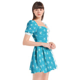 Puff Sleeve Sweetheart Neck Short Dress - Objet D'Art