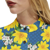 Floral Sunrise Long Sleeve Button Up Casual Shirt Top - Objet D'Art