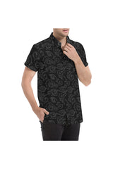 Black Scroll Men's All Over Print Short Sleeve Shirt (Model T53) - Objet D'Art