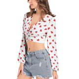 Women's Deep V-Neck Lantern Sleeve Crop Top - Objet D'Art