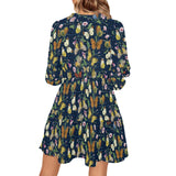butterfly greek key print 2 V-Neck Loose Fit Dress (Model D62) - Objet D'Art