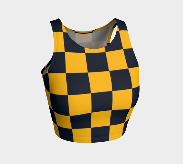 Blue & Gold Checkered Athletic Crop Top - Objet D'Art