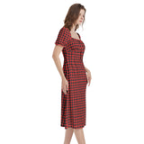 Puff Sleeve Split Thigh Midi Dress - Objet D'Art