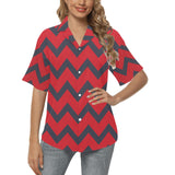 waves10 print All Over Print Hawaiian Shirt for Women (Model T58) - Objet D'Art