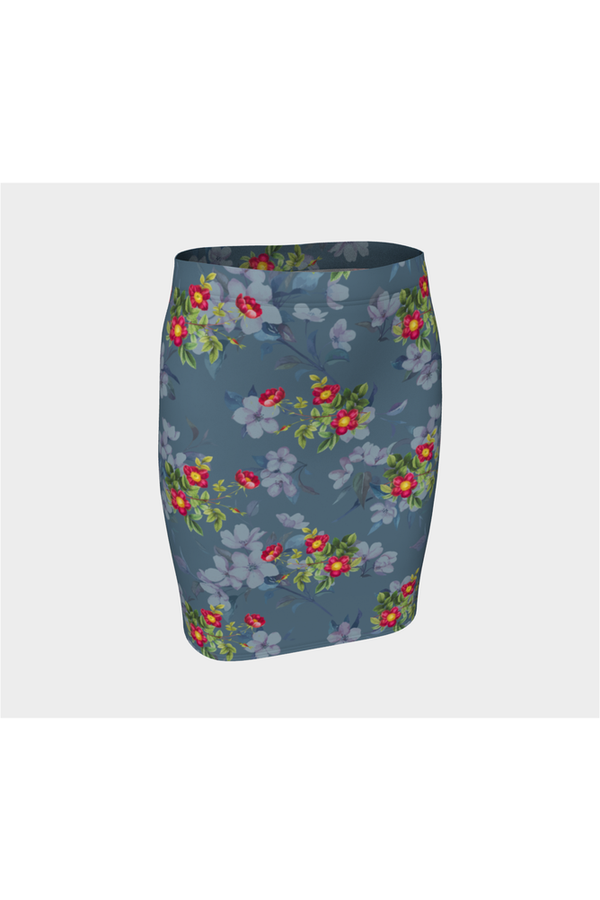 Floral Gray Fitted Skirt - Objet D'Art