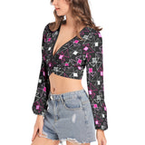 Women's Deep V-Neck Lantern Sleeve Crop Top - Objet D'Art