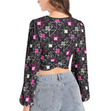 Women's Deep V-Neck Lantern Sleeve Crop Top - Objet D'Art
