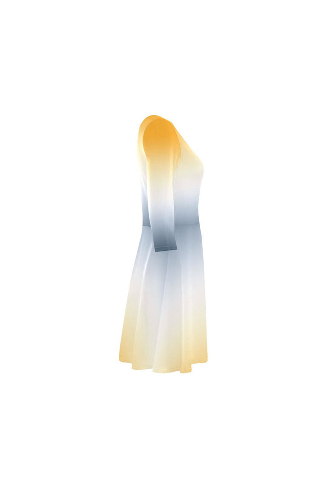 Gold & Blue Ombre 3/4 Sleeve Swing/Sundress - Objet D'Art