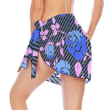 BLUE PINK ROSE PRINT copy Beach Sarong Wrap - Objet D'Art