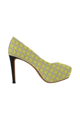 Yellow Plaid Women's High Heels (Model 044) - Objet D'Art