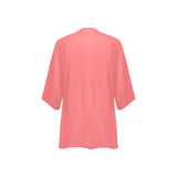 salmon solid one Women's Kimono Chiffon Cover Up (Model H51) - Objet D'Art