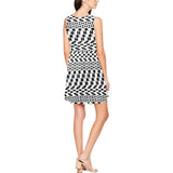 bw print A2 geometry Thea Sleeveless Skater Dress(Model D19) - Objet D'Art