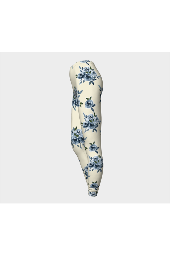 Blue Floral on Sweet Corn Premium Leggings - Objet D'Art