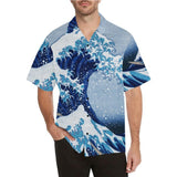 Die große Welle vor Kanagawa (blau getönt) Hawaiihemd – Objet D'Art