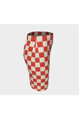 Coral Orange Checker Fitted Skirt - Objet D'Art