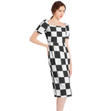 Piebald Pixels Split Thigh Midi Bodycon Dress - Objet D'Art