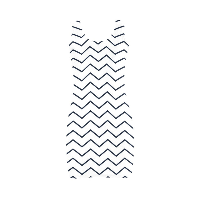 white blue chevron print 4A Medea Vest Dress (Model D06) - Objet D'Art