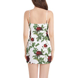 Rose Print Sleeveless Square Neckline Spaghetti Strap Mini Dress - Objet D'Art