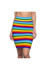 Rainbow Colored Women's Pencil Skirt - Objet D'Art