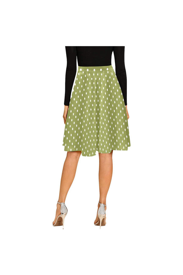 Pepper Green Polka-dot Melete Pleated Midi Skirt - Objet D'Art