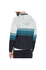 Three Bands of Blue All Over Print Windbreaker for Men - Objet D'Art