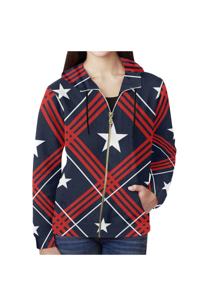 Americana Full Zip Hoodie for Women - Objet D'Art