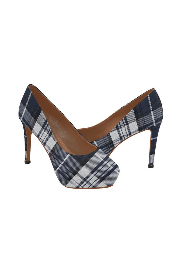 blue tartan heel Women's High Heels (Model 044) - Objet D'Art