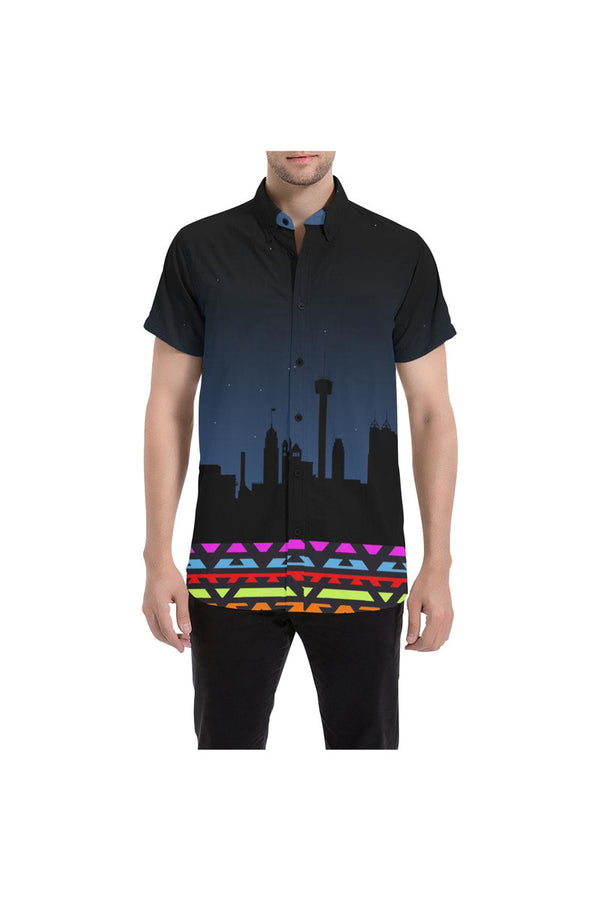NIOSA Men's All Over Print Short Sleeve Shirt (Model T53) - Objet D'Art