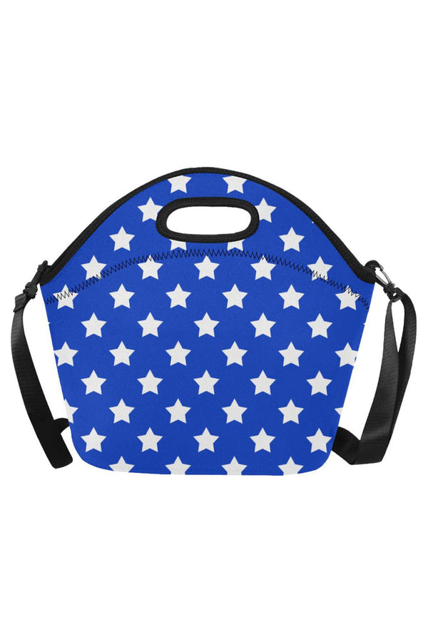 Stars On Blue Neoprene Lunch Bag/Large (Model 1669) - Objet D'Art