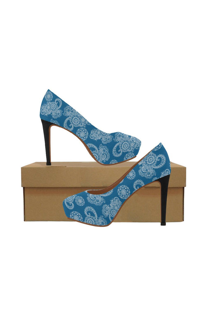 Paisley in Royal Blue Women's High Heels (Model 044) - Objet D'Art