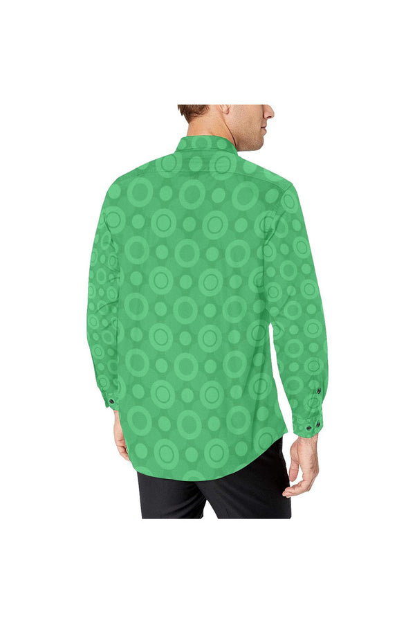 Green Circles Men's All Over Print Casual Dress Shirt - Objet D'Art