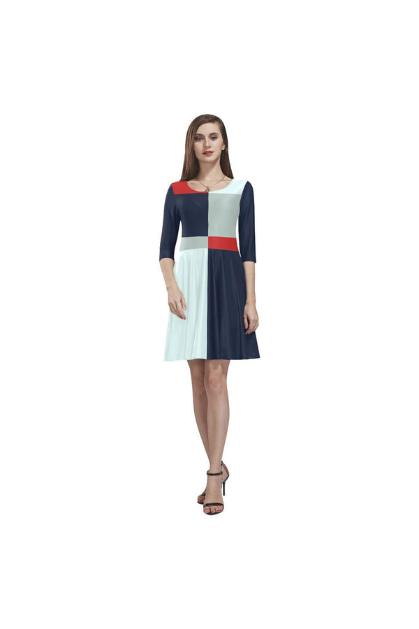 Mondrian Tethys Half-Sleeve Skater Dress - Objet D'Art
