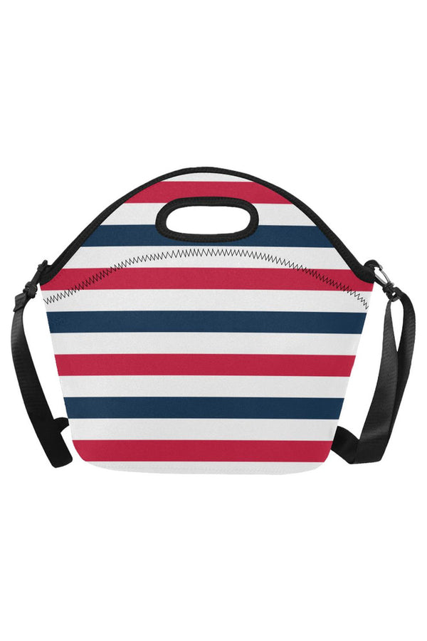 stripesbluegraywhite copy Neoprene Lunch Bag/Large (Model 1669) - Objet D'Art