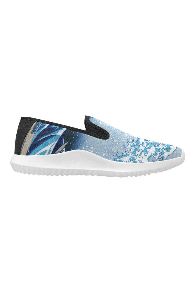 blue wave7 Orion Slip-on Women's Canvas Sneakers (Model 042) - Objet D'Art