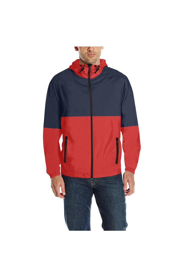 Blue & Red Quilted Windbreaker for Men (Model H35) - Objet D'Art