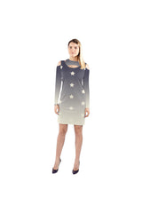 Falling Stars Cold Shoulder Long Sleeve Dress (Model D37) - Objet D'Art