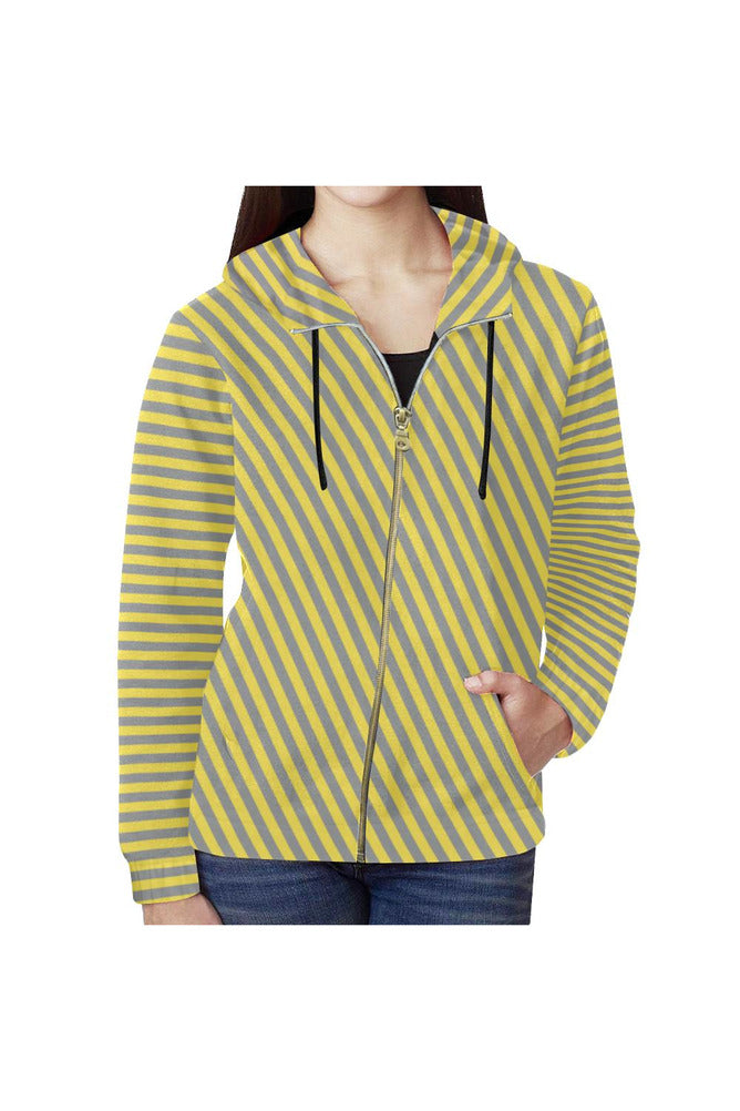 Striped Full Zip Hoodie for Women - Objet D'Art