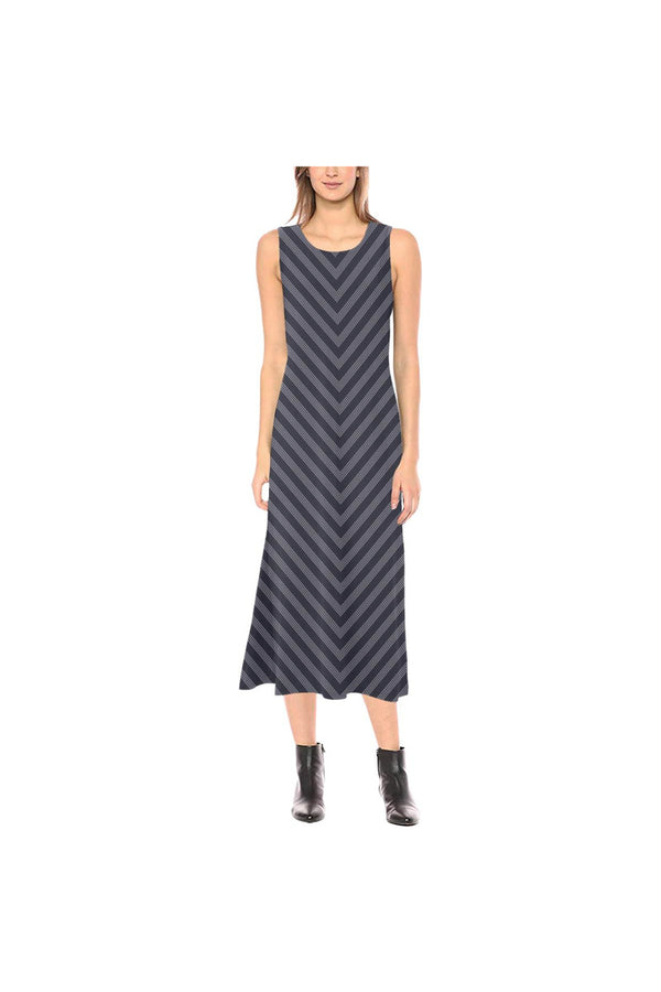 Chevron Striped Phaedra Sleeveless Open Fork Long Dress - Objet D'Art