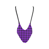 purple equal print Sexy Low Back One-Piece Swimsuit (Model S09) - Objet D'Art