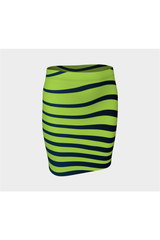 Lime Green Zebra Fitted Skirt - Objet D'Art