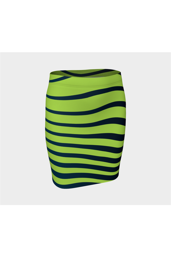 Lime Green Zebra Fitted Skirt - Objet D'Art