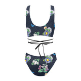 floral print butterfly 4 Cross String Bikini Set (Model S29) - Objet D'Art