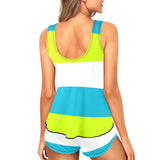 tricolor swimsuit print 4 Women's Vest Skirt Split Swimsuit (Model S47) - Objet D'Art