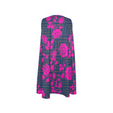 fuchsia rose greek blue gray print 2 Sleeveless A-Line Pocket Dress (Model D57) - Objet D'Art