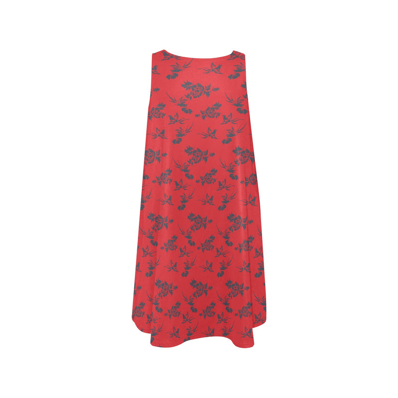 asian flower Sleeveless A-Line Pocket Dress - Objet D'Art