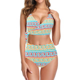 greek key print 2 A C Knot Side Bikini Swimsuit (Model S37) - Objet D'Art