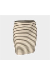 Striped Wheat-Colored Fitted Skirt - Objet D'Art